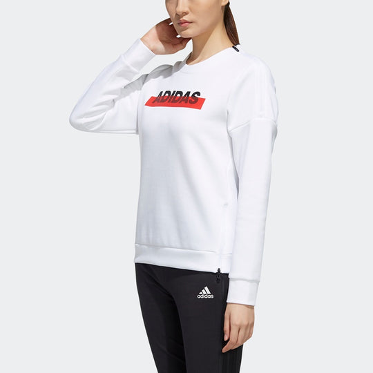 (WMNS) adidas Sports Stylish Pullover Round Neck Long Sleeves White EH3857