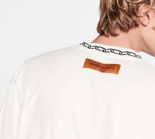 Louis Vuitton Shirt Chain Jacquard Rib Collar, Men's Fashion, Tops