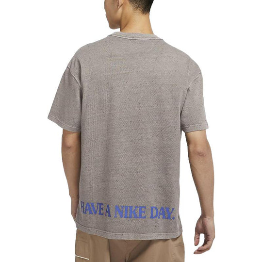 Men's Nike SS22 Round Neck Daisy Printing Short Sleeve Gray T-Shirt DM6334-289
