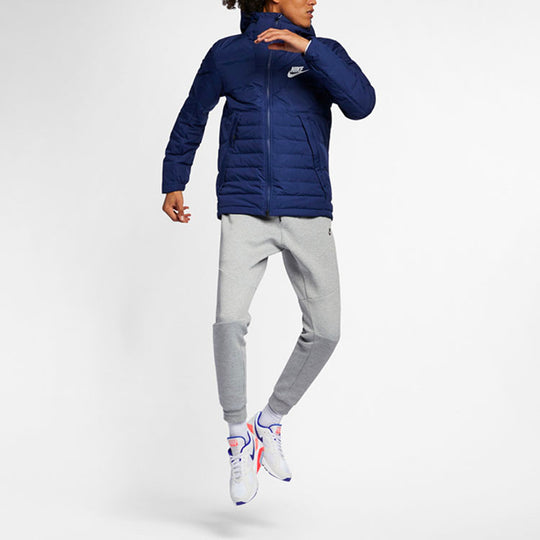 Nike Outdoor Windproof Stay Warm Casual hooded down Jacket Navy Blue D ...
