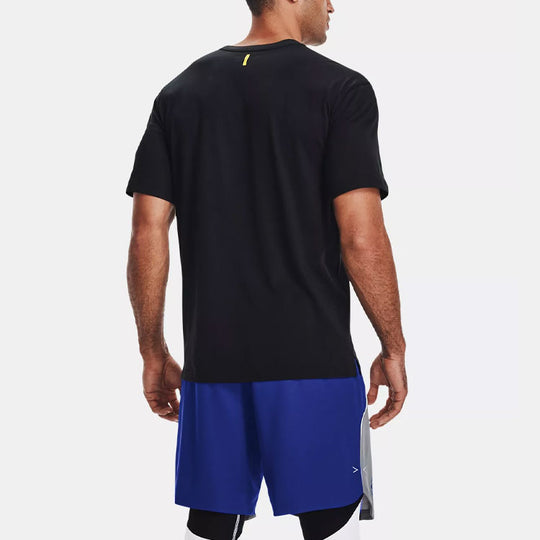 Men's Under Armour Curry Cotton Printing Round Neck Short Sleeve Black 1362006-001
