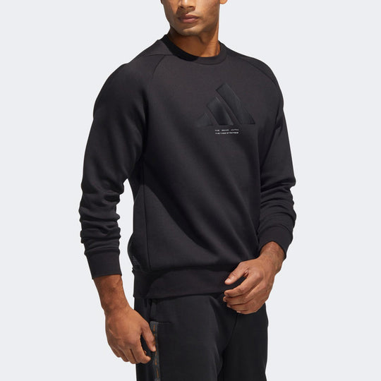 Men's adidas Th Logo Swt Casual Sports Round Neck Long Sleeves Black HE9901