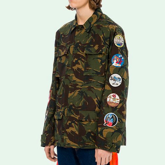 OFF-WHITE Mens Back Arrows Sketch Medal Ribbon Camouflage Jacket OMEL001S187340129901