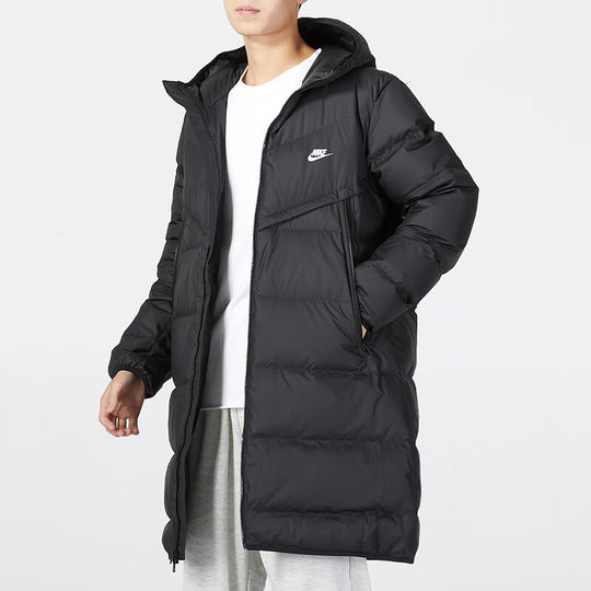 Nike hooded puffer long coat 'Black' DV1134-010 - KICKS CREW