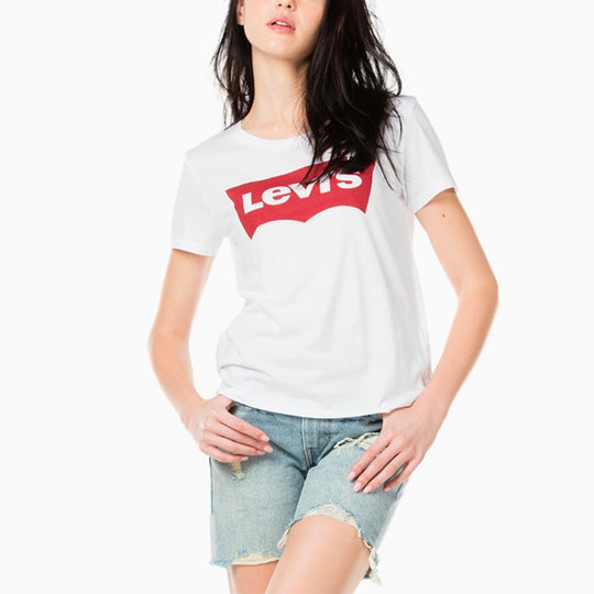Levis Logo Printing Round Neck Short Sleeve White T-Shirt 17369-0053