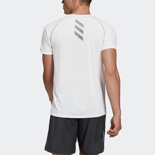 adidas Adi Runner Tee Reflective Running Sports Short Sleeve White GQ1346
