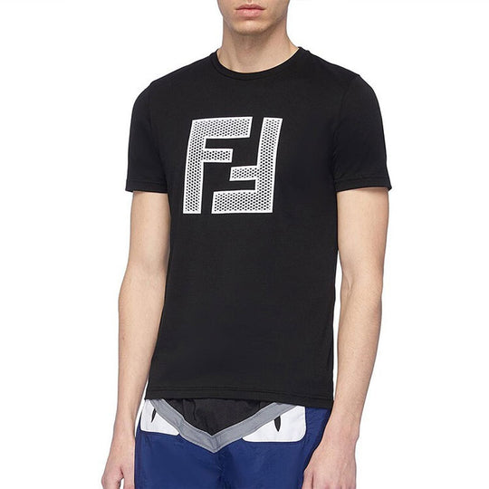 Men's FENDI Mesh F Short Sleeve Black FAF532-A78M-F0GME