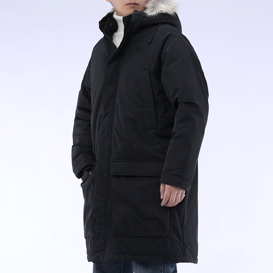 adidas originals Down Fur Parka Casual Sports Stay Warm hooded down Jacket Black GE1316
