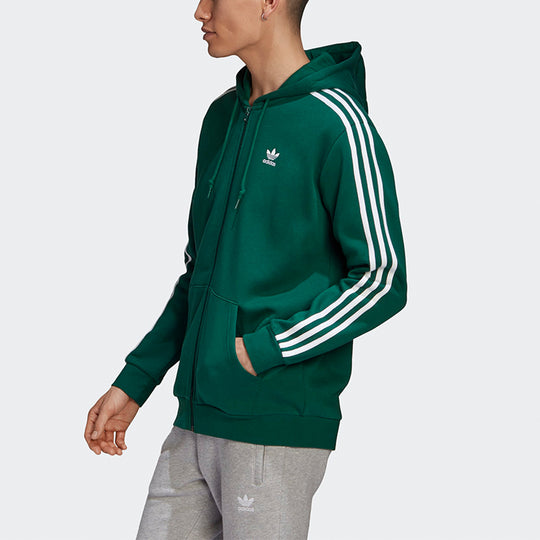 adidas originals Cardigan Fleece Lined hooded Casual Sports Jacket Green GD9946