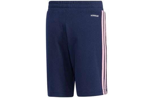 (PS) adidas Brand Tee Set Logo Round Neck Short Sleeve T-Shirt Stripe Straight Shorts Suit Boy Light Pink / College Navy GP0388