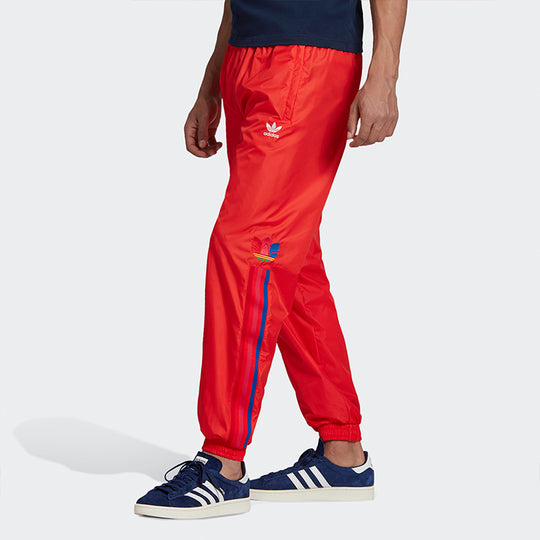 adidas originals 3D Logo Multi-Color Stripe Casual Sports Long Pants Red GE6249