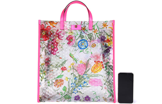 (WMNS) GUCCI Metallic Tiger Head Adornment Flowers Printing PVC Tote Pink Handbag 548713-91EB0-8859 Handbag  -  KICKS CREW