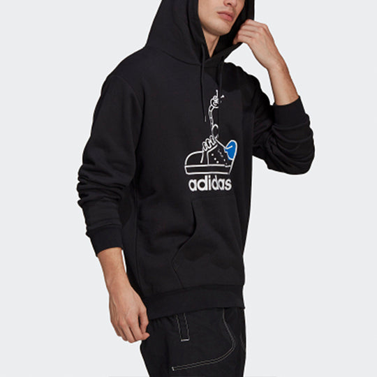 adidas originals Worm Casual Sports hooded Printing Pullover Black GN2159