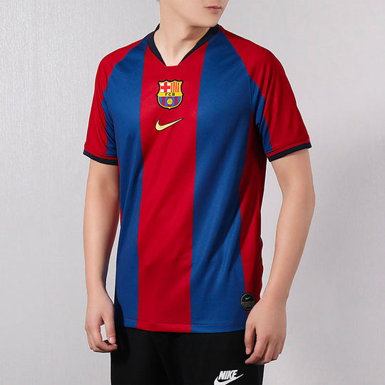 Nike Barcelona Soccer/Football Training Sports Short Sleeve Red Blue Colorblock AQ5102-431