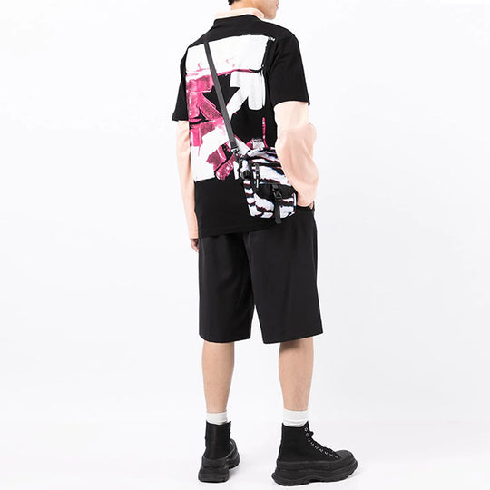 Off-White Arrow Pattern Round Neck Tee 'Black White Pink' OMAA027F21JER0171032