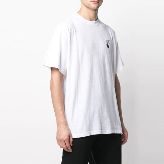 OFF-WHITE SS21 Back Red Arrow Cotton Short Sleeve Loose Fit White OMAA -  KICKS CREW | T-Shirts
