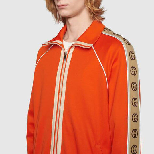 Men's GUCCI Logo Zipper Casual Jacket Orange 598861-XJBZ8-7548 Jacket - KICKSCREW