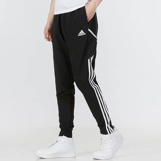 Men's adidas Contrasting Colors Stripe Woven Sports Pants/Trousers/Joggers Black H21288