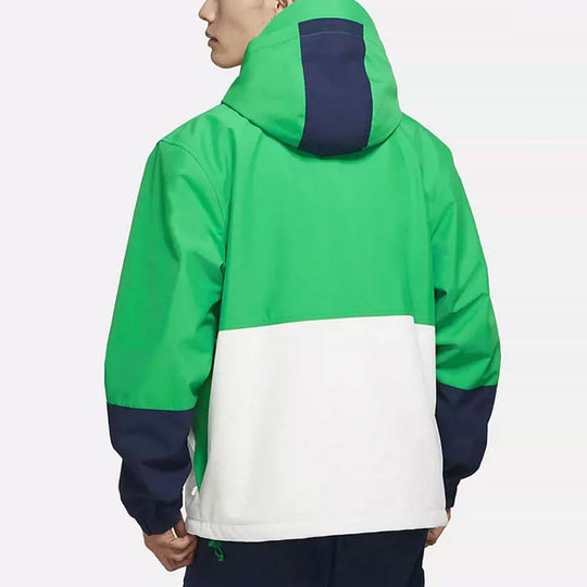 Nike SB Storm-FIT Woven Fleece Colorblock Skateboard Hooded logo Jacket Green DH2626-310