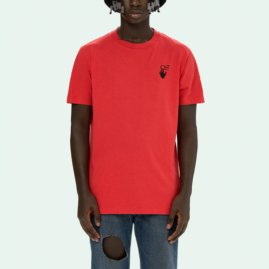 Men's OFF-WHITE SS21 Logo Printing Round Neck Short Sleeve Version Red OMAA027S21JER0052510 T-shirts - KICKSCREW