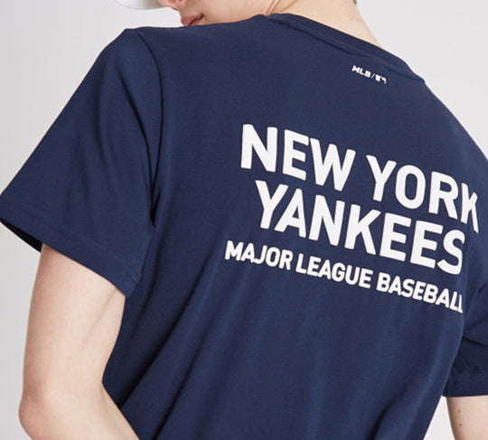 MLB Unisex NY/LA New York Yankees Embroidery Logo Round-neck Tee Blue 31TS21931-50N