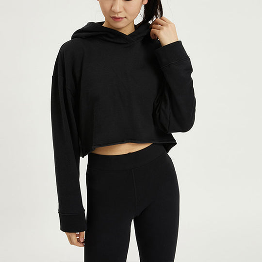 (WMNS) Nike Yoga Luxe Solid Color Short Long Sleeves Hoodie Black DM6982-010