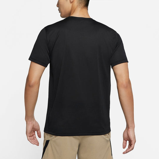 Men's Nike Solid Color Pattern Cartoon Printing Training Short Sleeve Black T-Shirt DM6284-010