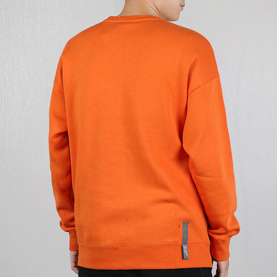 PUMA Alphabet Logo Printing Fleece Lined Round Neck Orange 597200-17