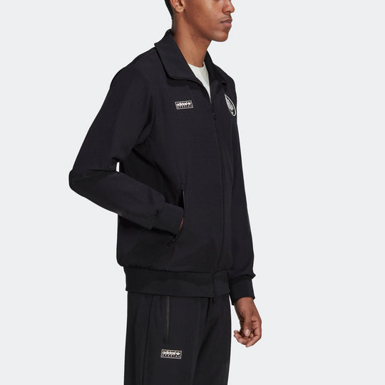 Men's adidas originals x Spezial Crossover Chest Brand Logo Stand Collar Sports Jacket Black HC0403