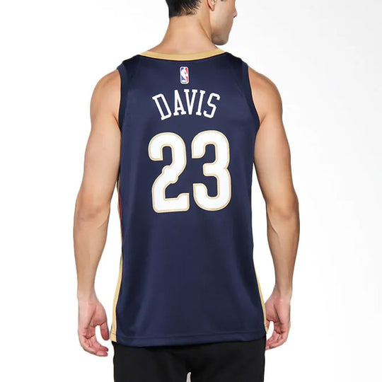 Nike Anthony Davis Icon Edition Swingman Jersey SW 'Dark Blue Gold' 864493-419