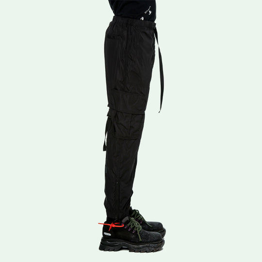 Men's OFF-WHITE SS21 Arrow Printing Cargo Pants Black OMCF004R21FAB0021010 Casual Pants - KICKSCREW