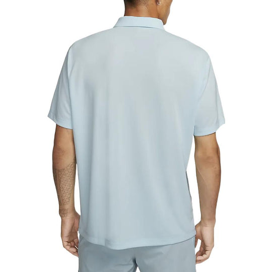 Men's Nike Lapel Solid Color Pullover Short Sleeve Glacier Blue Polo Shirt DH0858-474