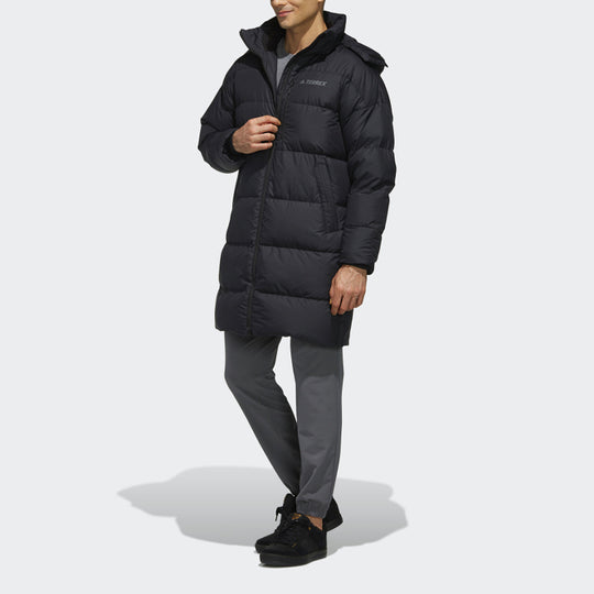 adidas Outdoor protection against cold Stay Warm hooded mid-length Down Jacket Black EH4983