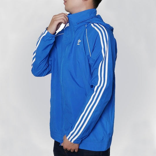 adidas originals Woven hooded Casual Sports Jacket Blue DH5835