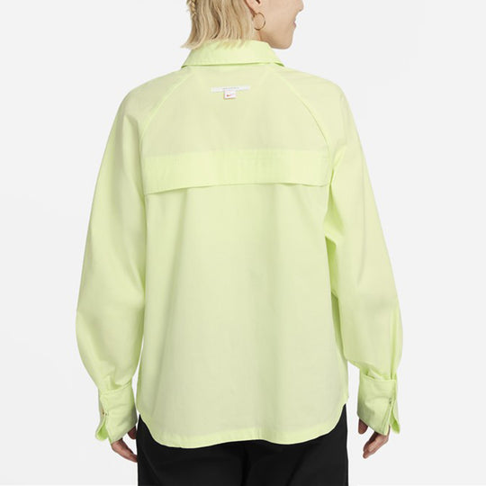 (WMNS) Nike Sportswear Icn Clsh Wvn Ls Top Causual Sports Ventilate Long Sleeve Shirt Green Yellow DD5051-303