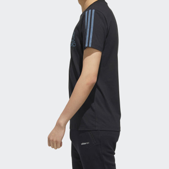 adidas neo Printing Pattern Sports Short Sleeve Black FP7320