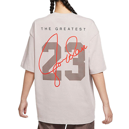 (WMNS) Air Jordan Essentials Logo Alphabet Printing Round Neck Loose Short Sleeve Pink T-Shirt DM3245-286