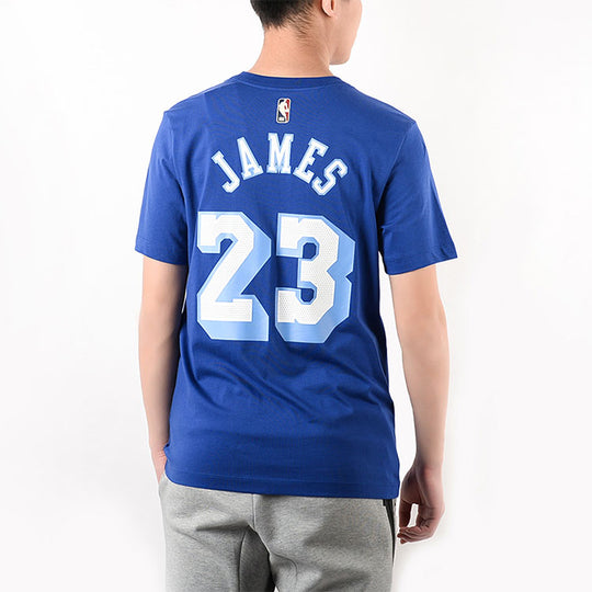 Nike Classic Edition Los Angeles Lakers LeBron James No. 23 Basketball Round Neck Short Sleeve Blue CT9915-495