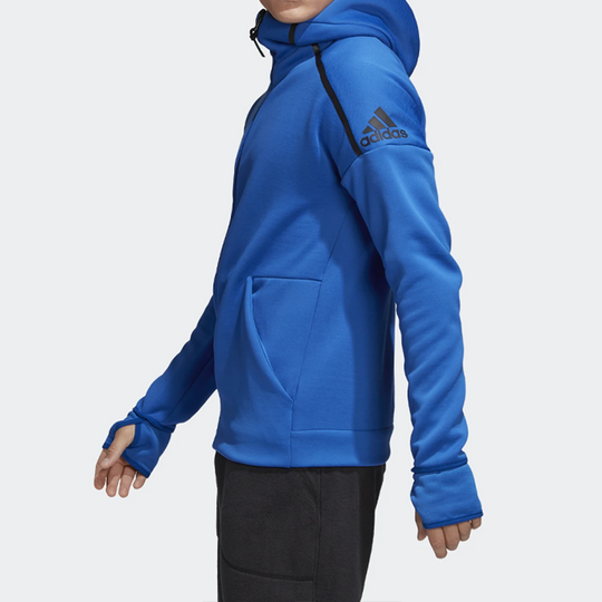 Men's adidas Logo Blue Hooded Jacket EB5237-KICKS CREW
