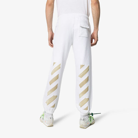Off-White Micro Mark Rubber Strap Printing Athleisure Casual Sports Pants Ordinary Version White OMCH022R20E300020148
