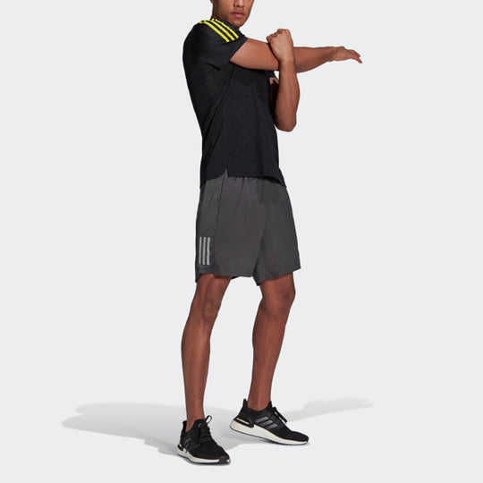adidas Sports Training Quick Dry Stripe Printing Short Sleeve Black GM6002