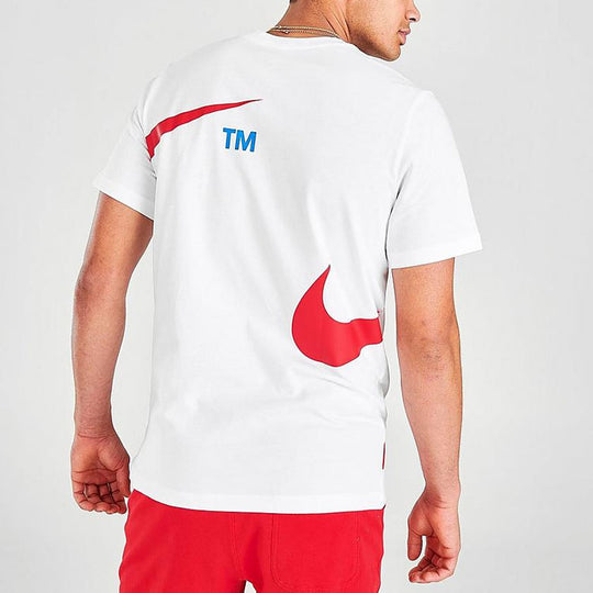 Men's Nike Broken Swoosh Printing Logo Sports Round Neck Short Sleeve White T-Shirt DD3349-100