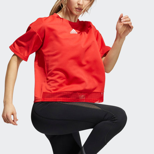 (WMNS) adidas Heat.rdy Mesh Training Sports Short Sleeve Red H50825