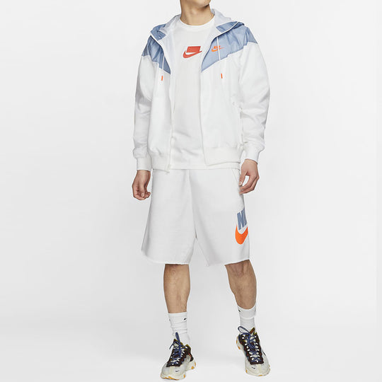 Nike Splicing Woven Hooded Jacket White Blue Splicing AR2192-105 ...