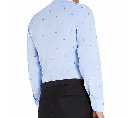 Men's GUCCI Bee Pattern Long Sleeves Light Blue Shirt 547232-ZAADW-4930 Shirt - KICKSCREW