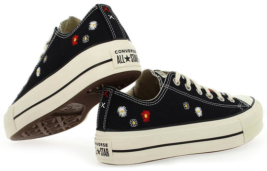 (WMNS) Converse Chuck Taylor All Star Lift Low 'Daisy Embroidery - Black' 567994C