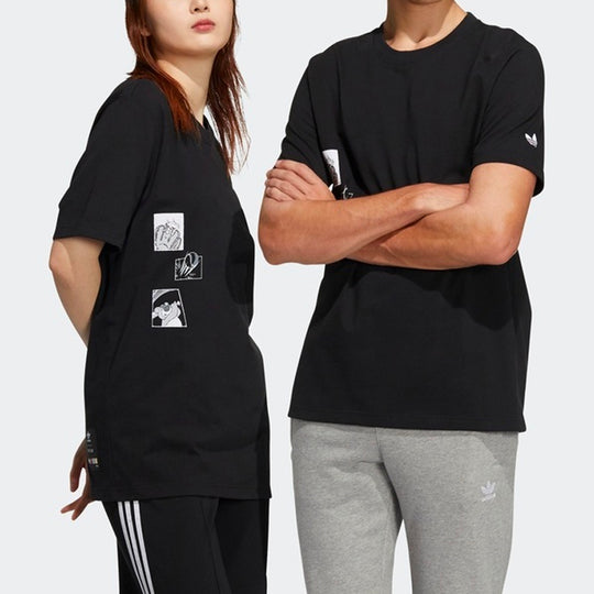 adidas originals x PIXAR Crossover Casual Pattern Printing Short Sleeve Couple Style Black HD9087