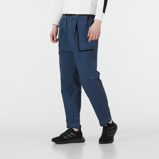 Men's adidas Solid Color Belt Woven Sports Pants/Trousers/Joggers Blue HM7470