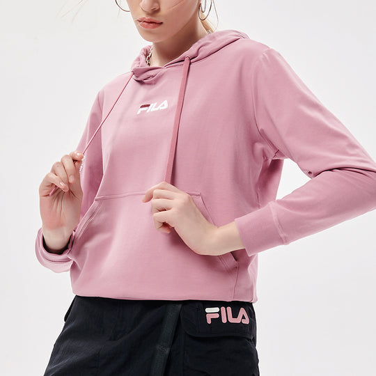 FILA FUSION Logo Embroidered Solid Color Sports Hoodie Pink T11W133204F-PK