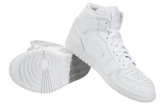 Air Jordan 1 Mid 'Triple White 2018' 554724-109 Retro Basketball Shoes  -  KICKS CREW